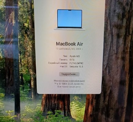 Ноутбук Apple MacBook Air 13" (2024), M3, 8 ГБ ОЗУ, 256 ГБ SSD, Starlight