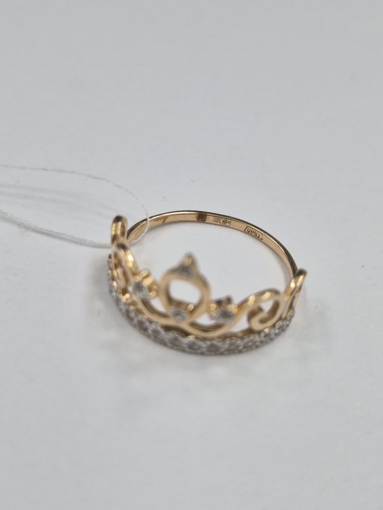 Кольцо золотое 585 пробы с фианитом, вес 2, 02 г