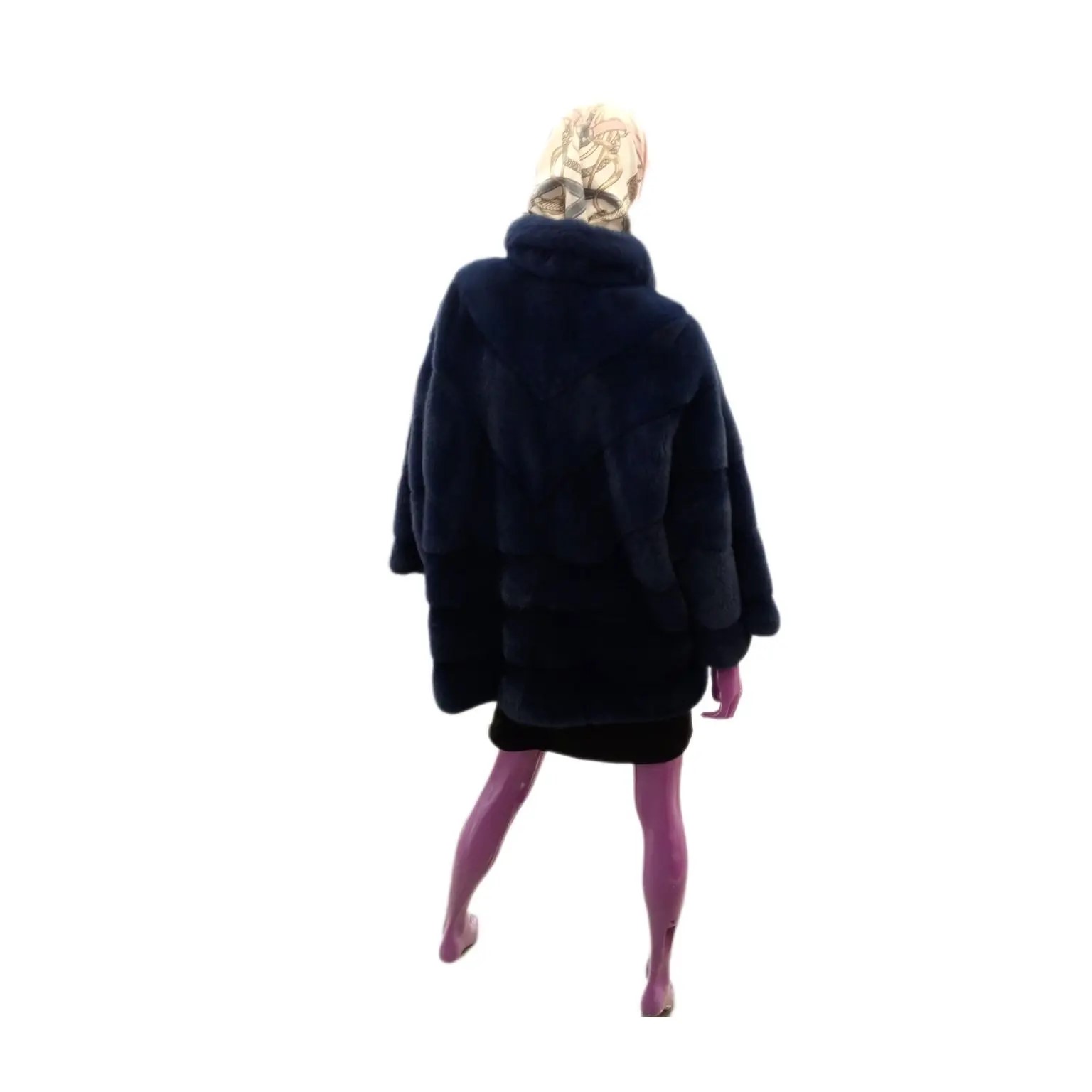 Женская шуба из норки Saga Furs, синий, размер 50