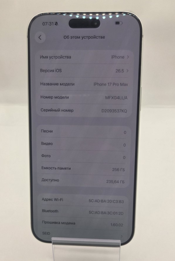 Смартфон Apple iPhone 17 Pro Max 256GB, серебристый