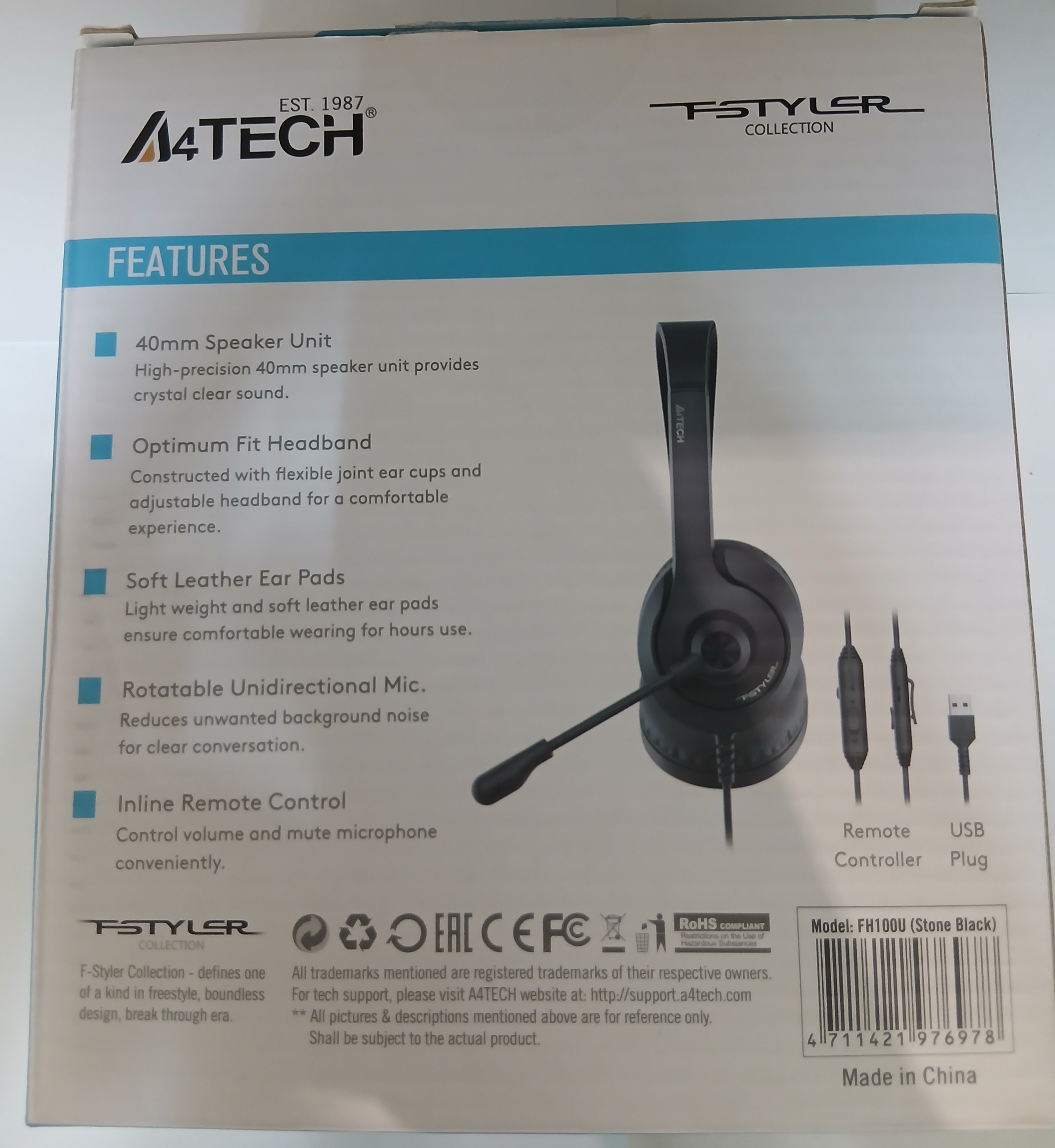 Наушники-гарнитура A4Tech FH100U Fstyler с микрофоном