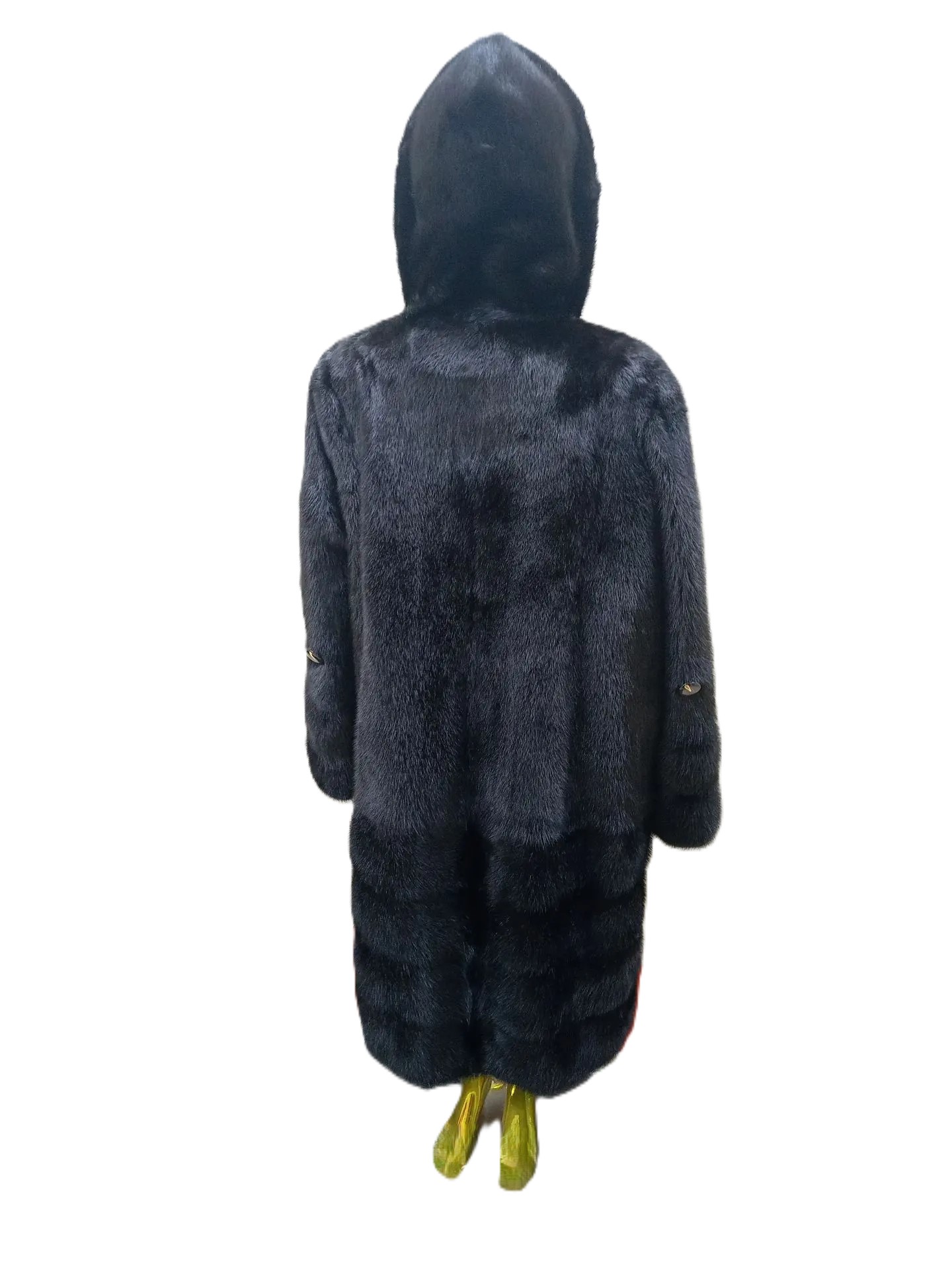 Женская шуба из норки, коричневая, р. 56, длина 108 см