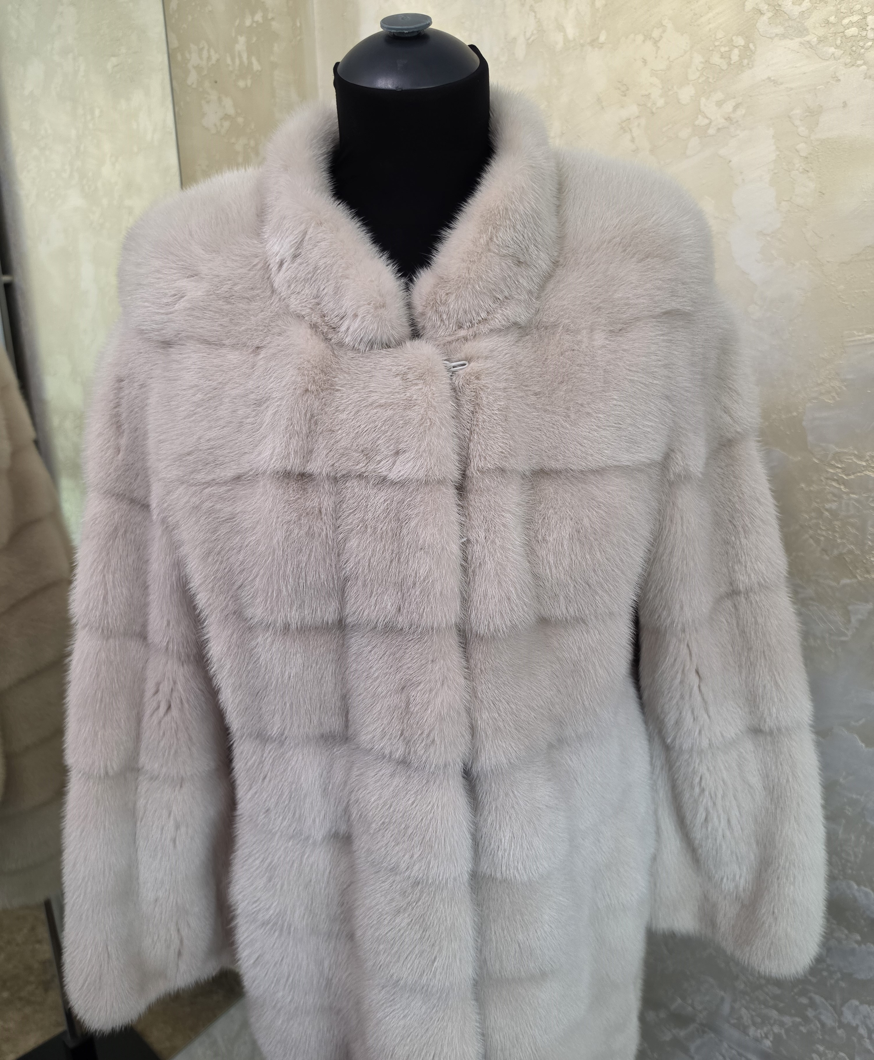 Женская шуба из норки КАЛЯЕВ, розовая, р. 46 (M)