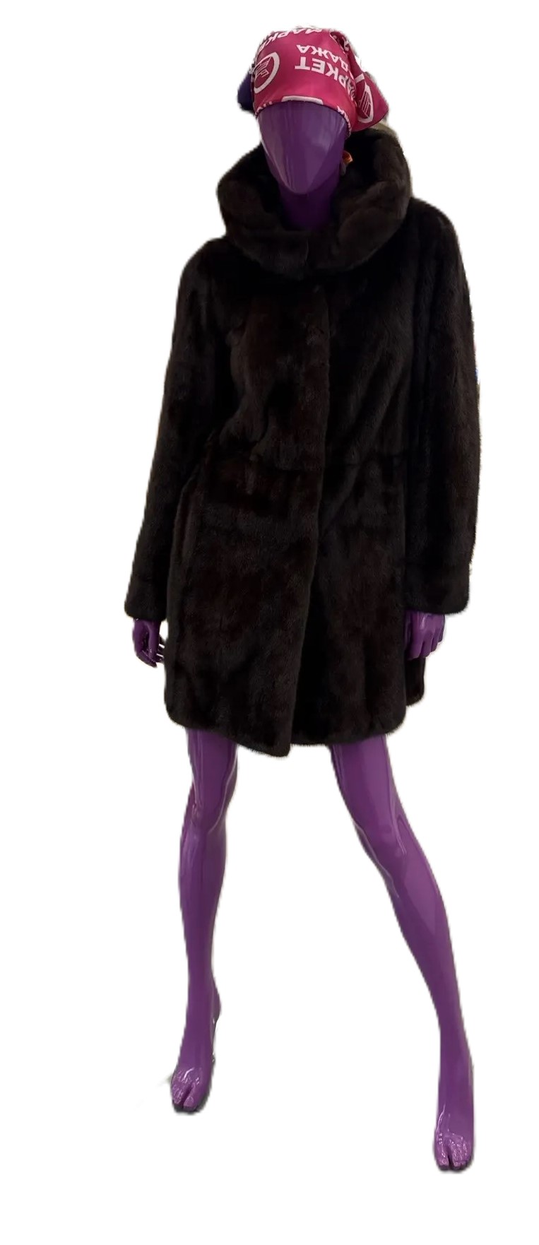Женская шуба из норки КАЛЯЕВ, коричневый, р. 44 (S/M)-1